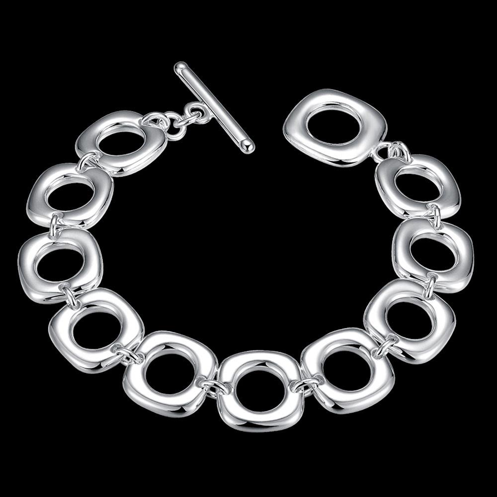 Bracelet en argent Sterling 925 pour femmes et hommes, chaîne circulaire carrée classique populaire, cadeaux de fête de mariage et de noël, bijoux à la mode