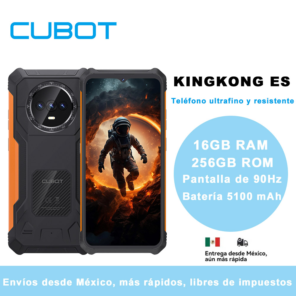 [Envío desde México] Cubot KingKong ES Smartphone Android ultrafino y resistente, 16 GB de RAM (6 GB + 10 GB ampliados), 128 GB de ROM, pantalla de 6,56 pulgadas y 90 Hz, teléfono 4G, celulares android 14