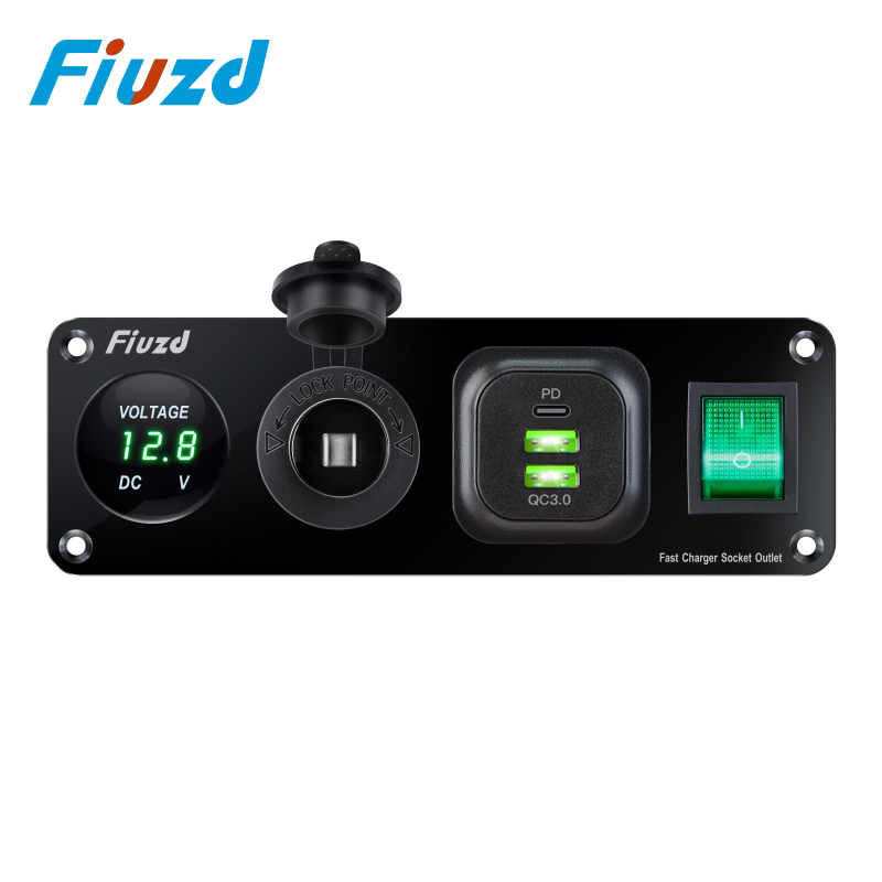 12V USB ซ็อกเก็ตแผง Quick Charge 3.0 PD USB C SOCKET Outlet อะแดปเตอร์ไฟแช็กสําหรับรถเรือ RV รถจักรยานยนต์