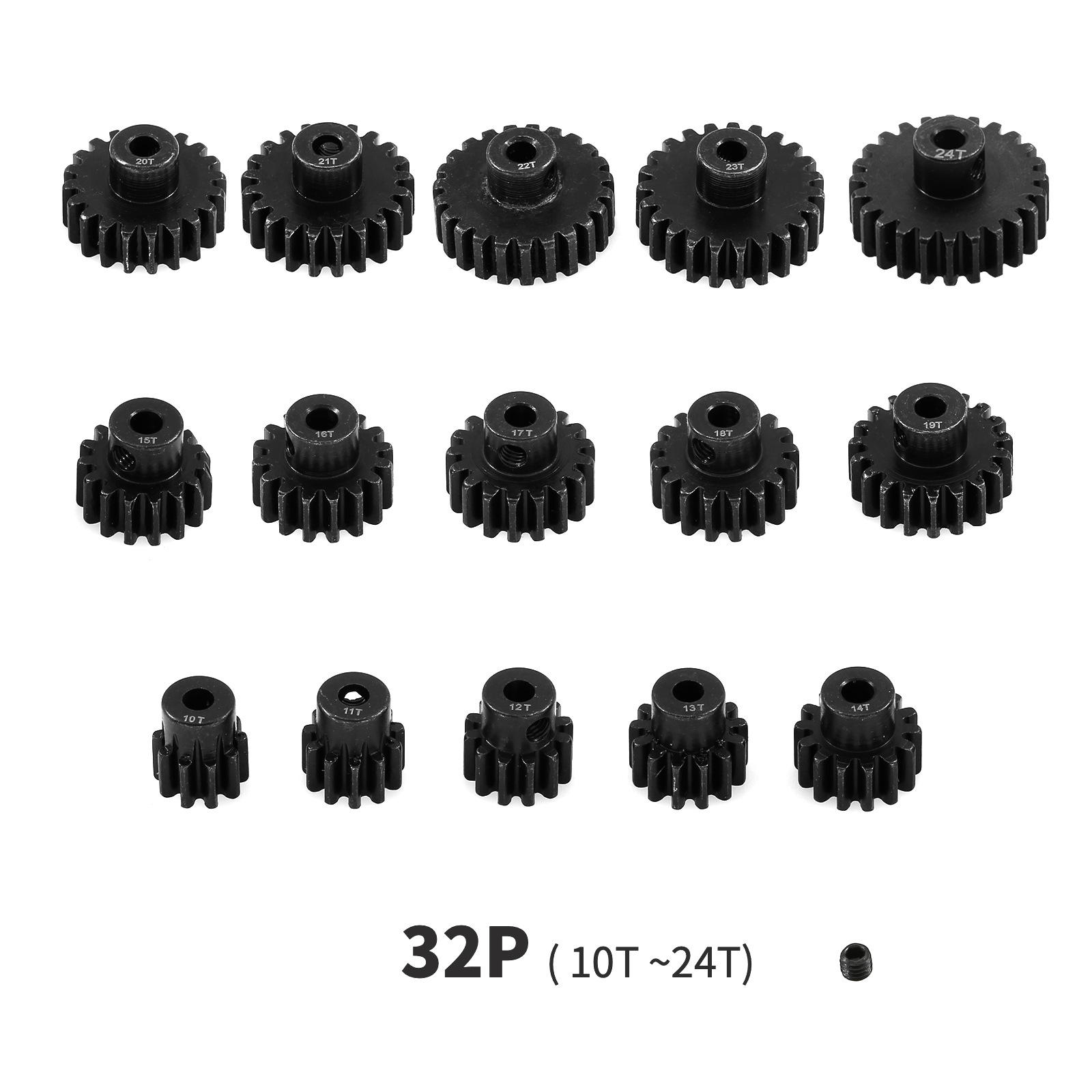 0,8M 32P 3,175 mm 10-11-12-13-14-15T-16-17-18-19-20-21-22-23-24T 45 #   Geharde stalen rondselmotoruitrusting voor 1/10 RC auto
