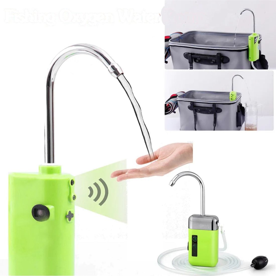 Pompe à air eau pompe à oxygène avec capteur multifonction Rechargeable pompe de pêche en plein air pour la pêche Tackle