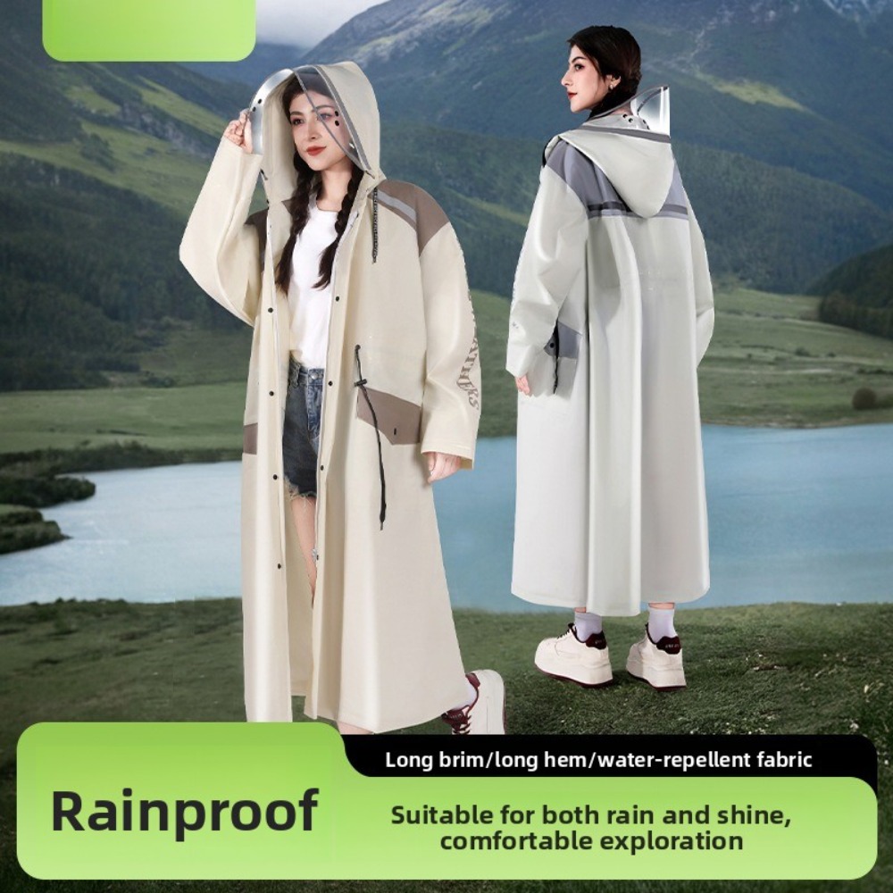 Modischer Regenmantel, lang, Ganzkörper-Regensturmsicher, für Damen und Erwachsene, Oberbekleidung, Taille, einziehbarer Ein-Mann-Poncho für Elektroautos im Freien