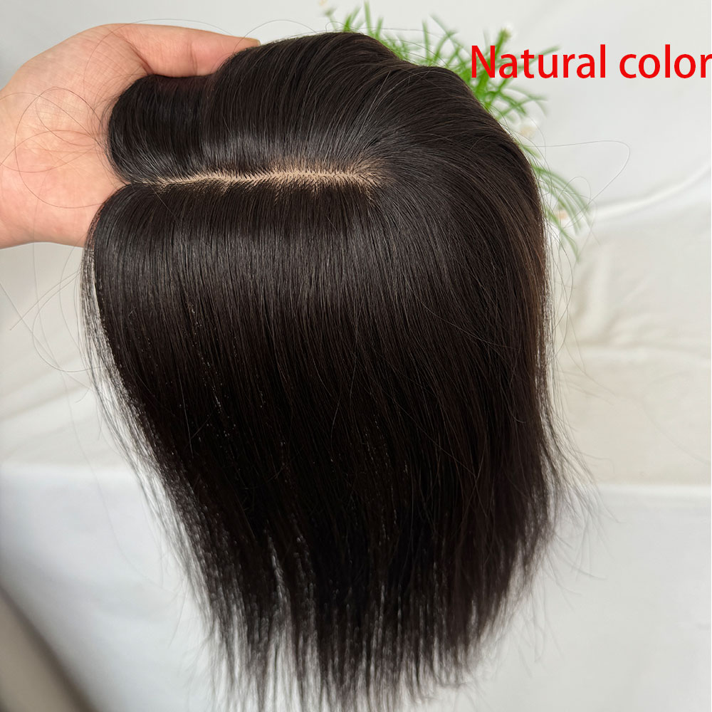 Haar Topper Clip In Menselijk Haar Toppers Haarstuk Toupetje Voor Vrouwen Dikke Zijden Basis Topper Voor Dichicking Haar 12Inch 3 "× 5" Natuurlijk
