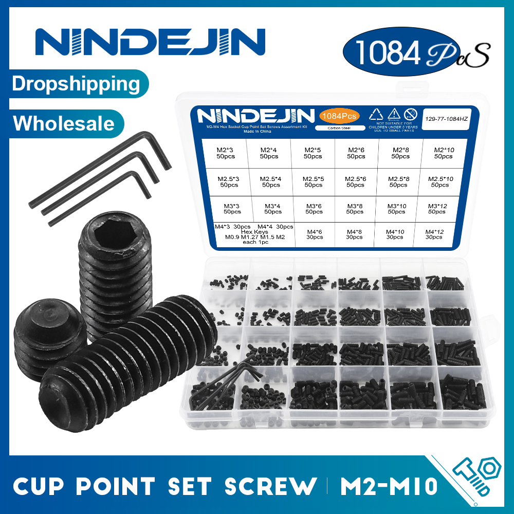 NINDEJIN Набор винтов с шестигранной головкой и головкой M2 M2.5 M3 M4 M5 M6 M8 12,9 Ассортимент винтов с шестигранной головкой из углеродистой стали