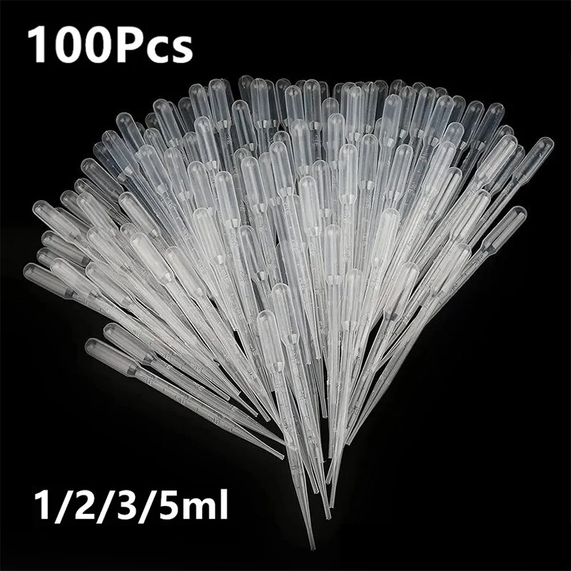 100 stks/partij Laboratorium Pipet 1 ml 2 ml 3 ml 5 ml Plastic Wegwerp Afgestudeerd Container Vloeibare Druppelaar apparatuur Stro Makeup Tools
