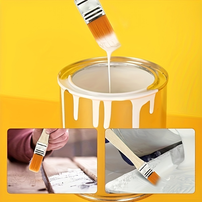 korte kunstverfborstels met houten handvat, aquarelborstels, muurborstels, kunstborstels, reinigingsgereedschap, 10 stuks nylon borstels