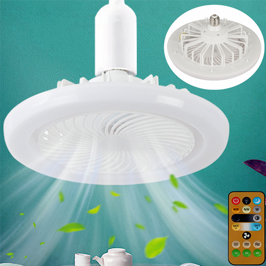 30W Plafondventilator Met Verlichting Lamp E27 Converter Basis Met Afstandsbediening Voor Slaapkamer Woonkamer Thuis Stille AC 85-265V Thuisverlichting