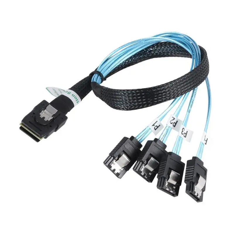 Cavo SAS SATA Mini-SAS SFF-8087 a 4 cavi SATA Mini SAS 4i SFF8087 Cavo da 36P a 4 SATA 7P 12Gbps 50 cm Dati disco rigido