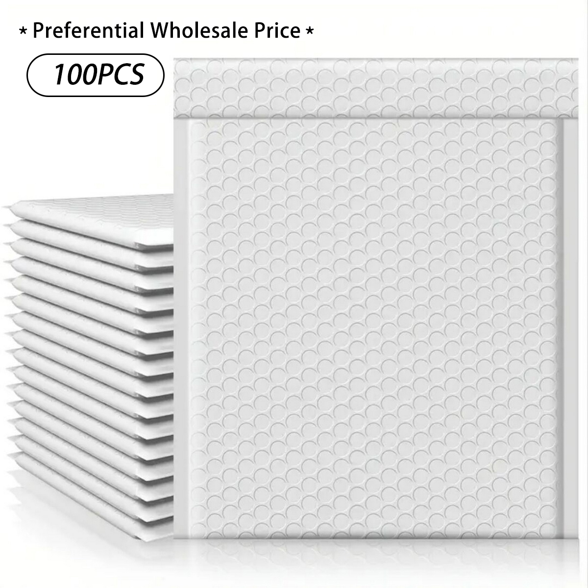 Poli acolchoado Envelopes, Bubble Mailers, impermeável, embalagem opaca, auto selo postal, médio Mailing Bags, branco, 9.5x 6inches