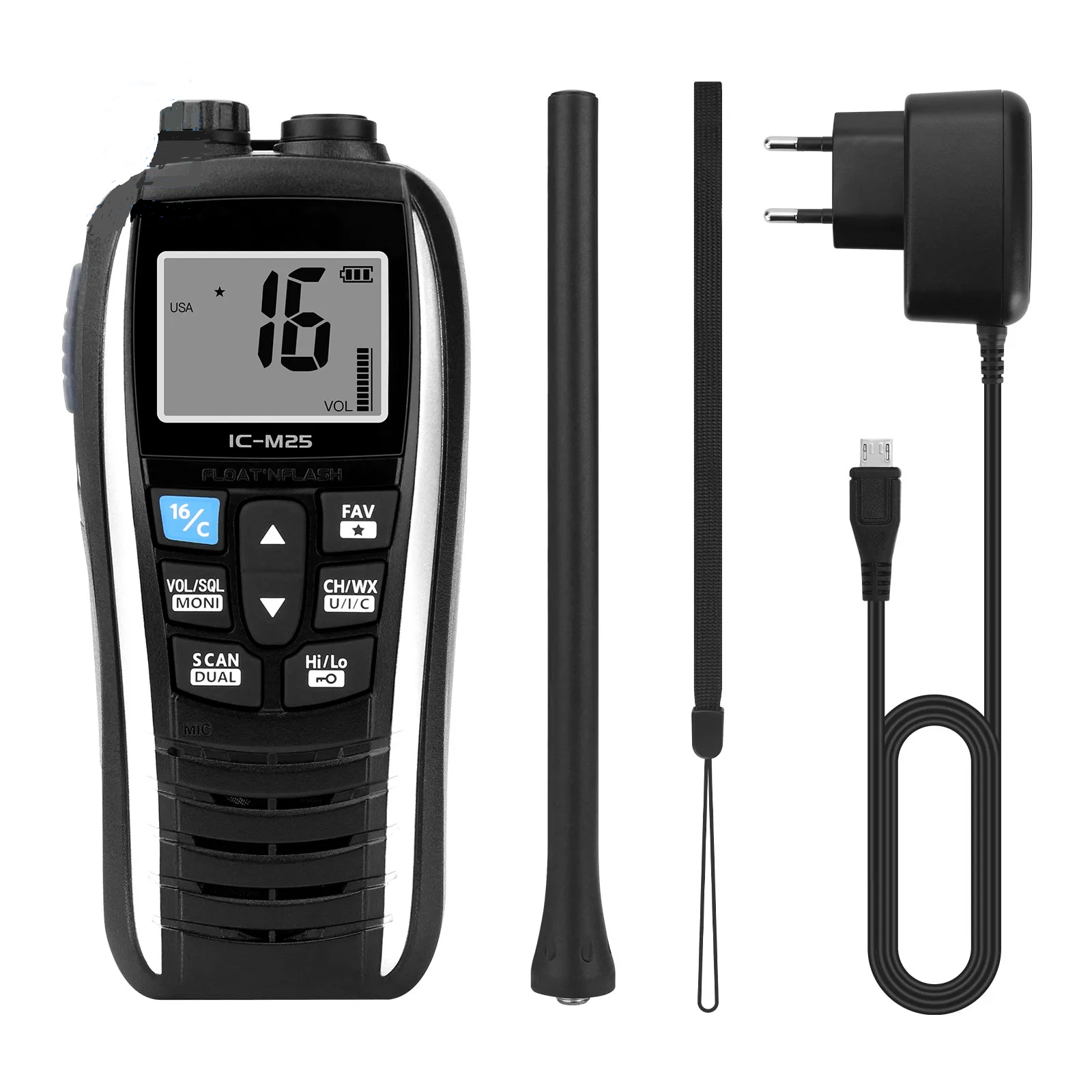 IC-M25 5W Radio marina portatile VHF LCD portatile leggero impermeabile