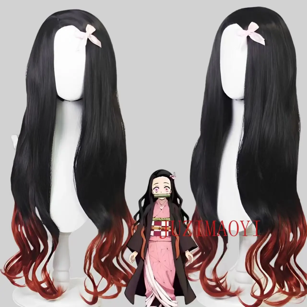 Nezuko Cosplay Pruik Cosplay Krullend Zwart O Toto Gradi Dua Pruik Cosplay Hittebestendige Syntheticruiken
