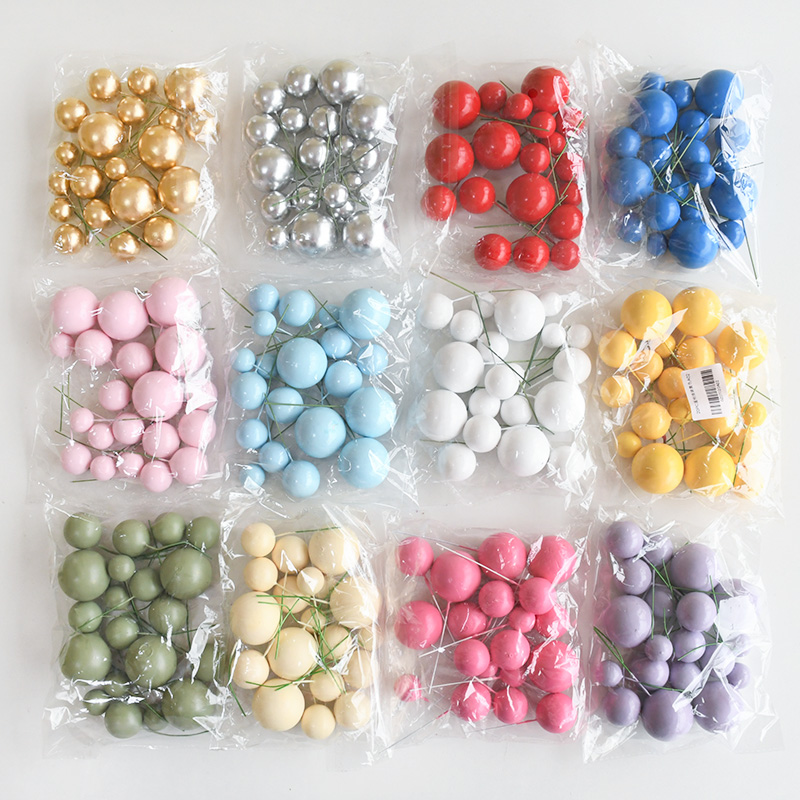20 piezas bolas coloridas para decoración de tartas, Mini globos, palos de inserción para magdalenas, para boda, fiesta de cumpleaños, pastel, decoración artesanal, Baby Shower