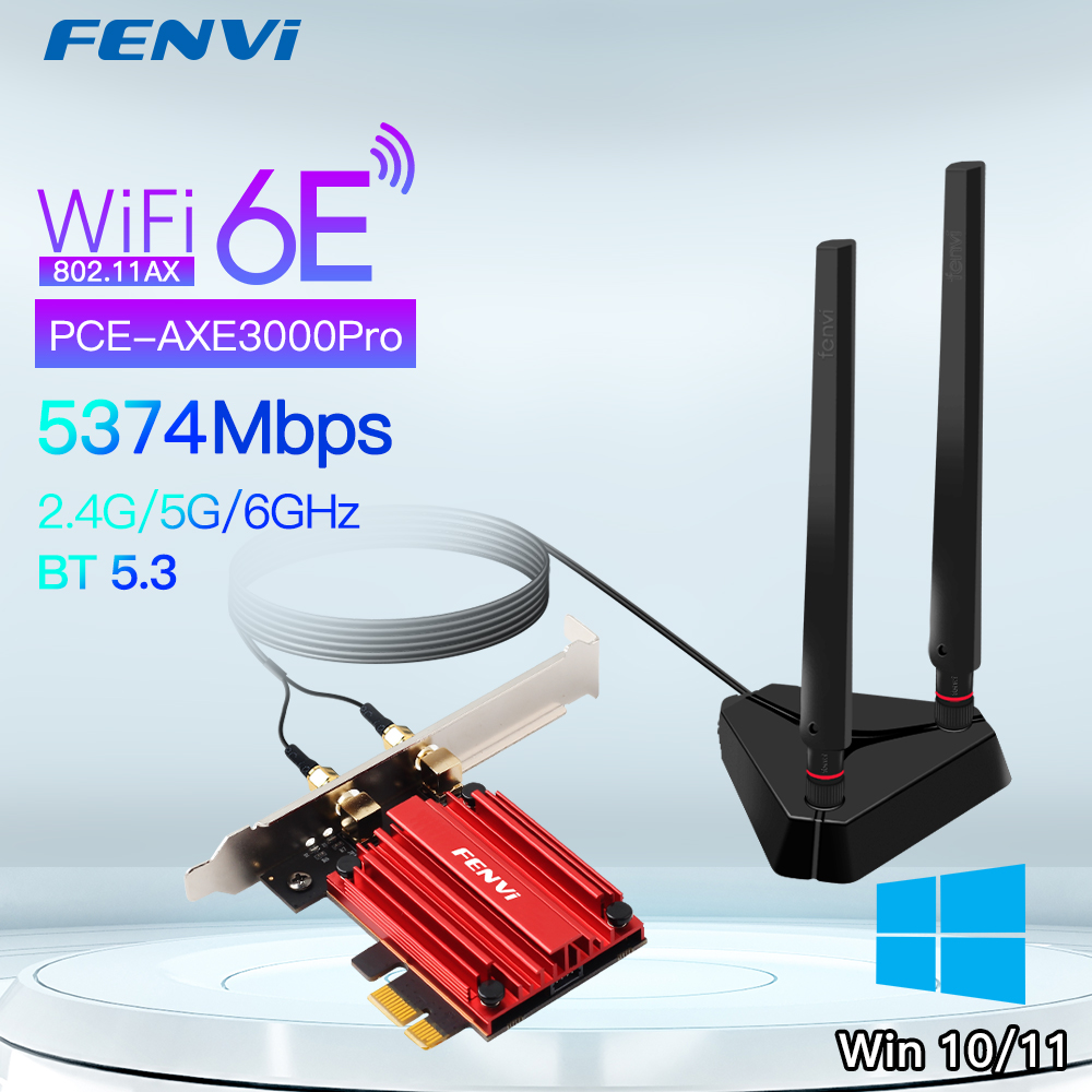 FENVI Wi-Fi 6E 5374Mbps AX210 Bluetooth5.3 802.11AX 2.4G/5G/6Ghz ワイヤレス PCIE アダプタネットワーク WiFi カードサポート PC Win10/11
