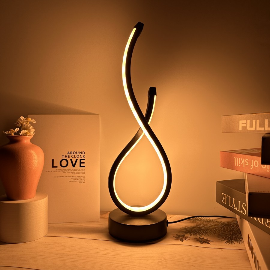 LED 야간 테이블 램프, 현대 나선형 조도 조절 침대 옆 침실 램프, 야간 스탠드 책상 램프, 거실 홈 오피스용 야간 조명