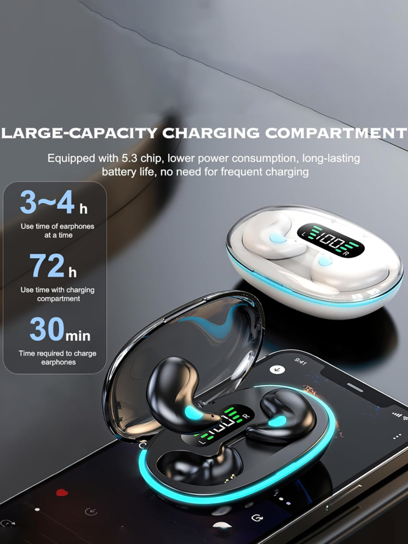 睡眠用イヤホン、横向き寝用Bluetoothイヤホンとしても着用可能、高音質通話ノイズリダクション、高忠実度ステレオ