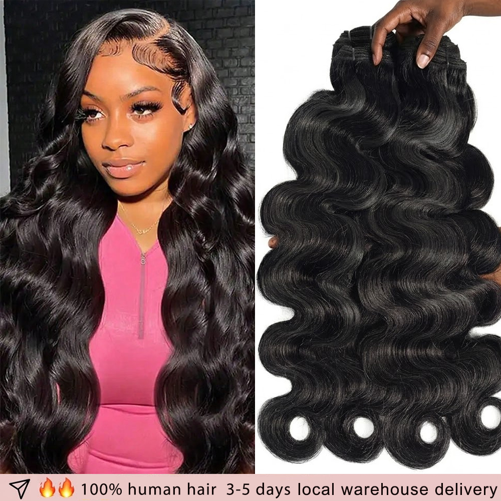 Cabelo Humano Ondulado 16A, 100% Cabelo Humano Brasileiro Cru, Pacotes de 1, 3 ou 4, Cor Natural, 16A, 28, 30, 32 Polegadas, Pacotes Grossos, Extensões de Cabelo Virgem para Mulheres Negras