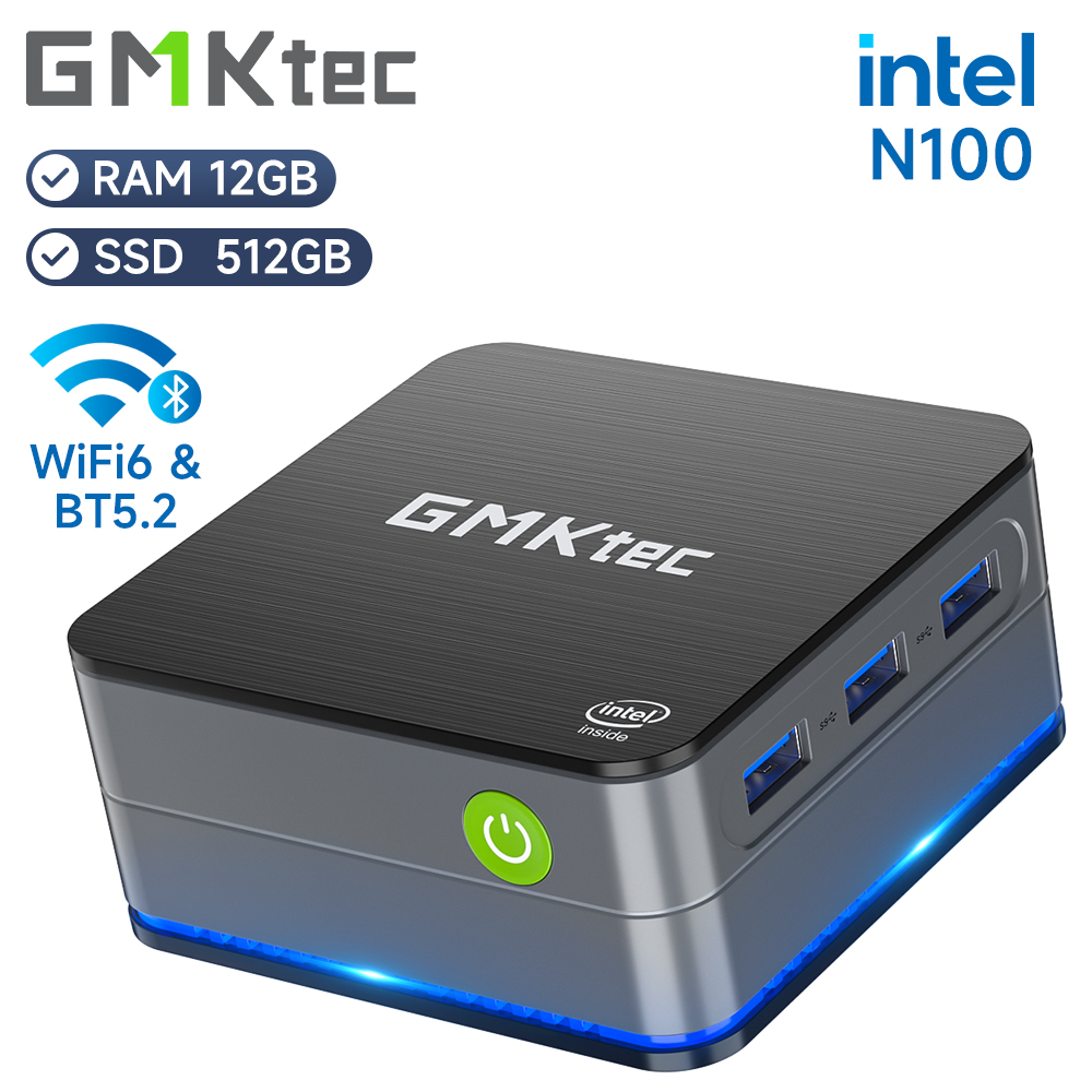 GMKtec-Mini PC G2, Windows 11 Pro, Intel 12th Gen Alder Lake N100, DDR5, 12GB de RAM, 512GB de ROM, WiFi 6, BT5.2, ordenador de escritorio