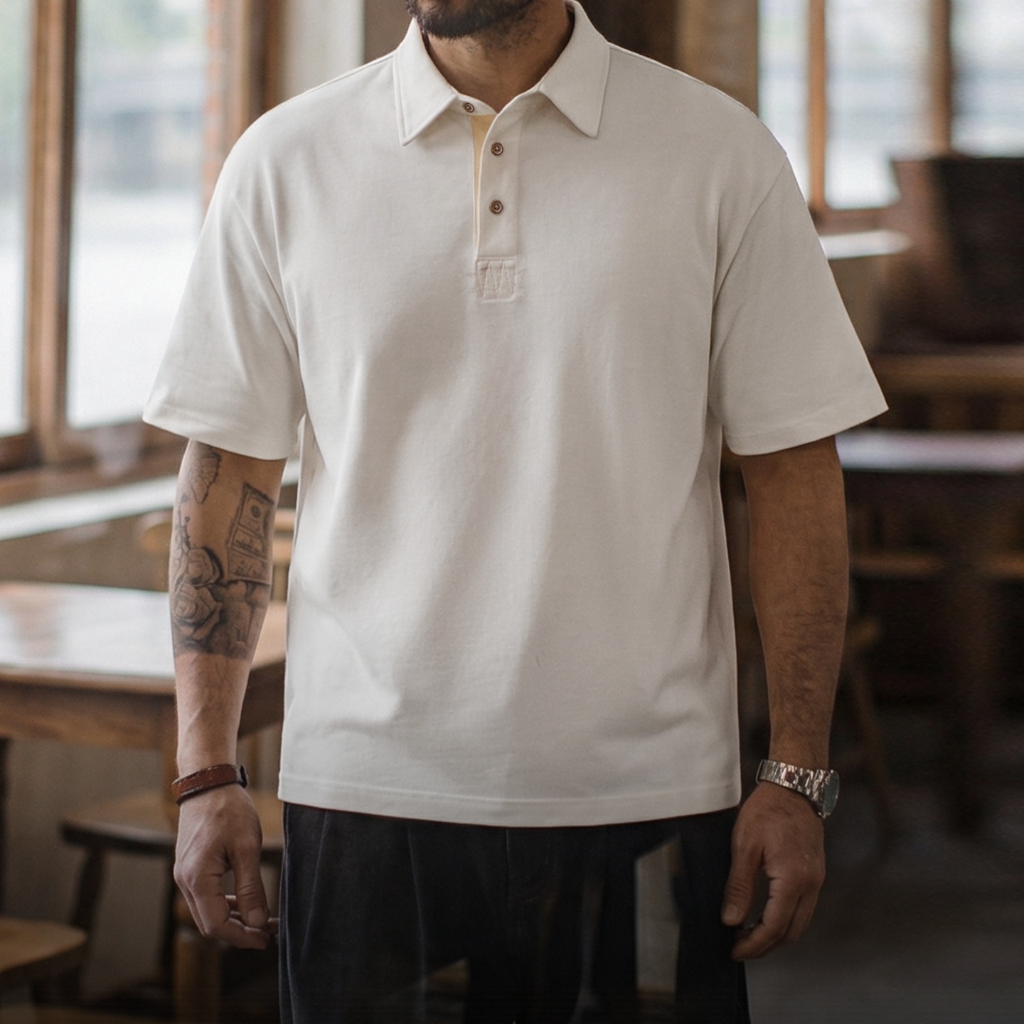Maden 2026 Nouveau Polo Homme Col Classique en Coton 100% Style Rétro Américain Vintage Décontracté pour l'Extérieur et l'Été