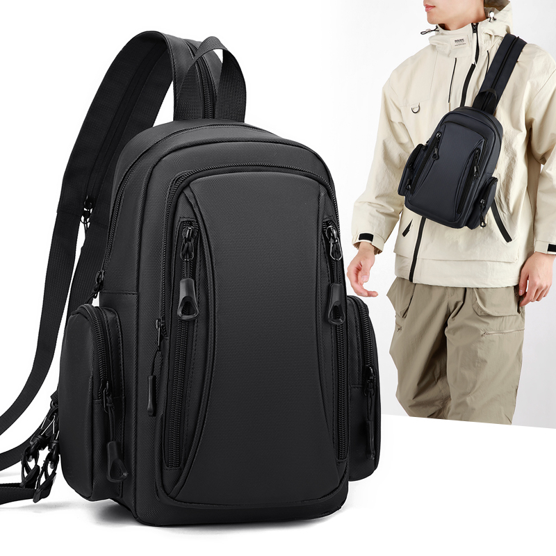 Sac de poitrine multifonctionnel pour homme, mini sac à dos Oxford pour les trajets quotidiens, les sports de plein air et les voyages