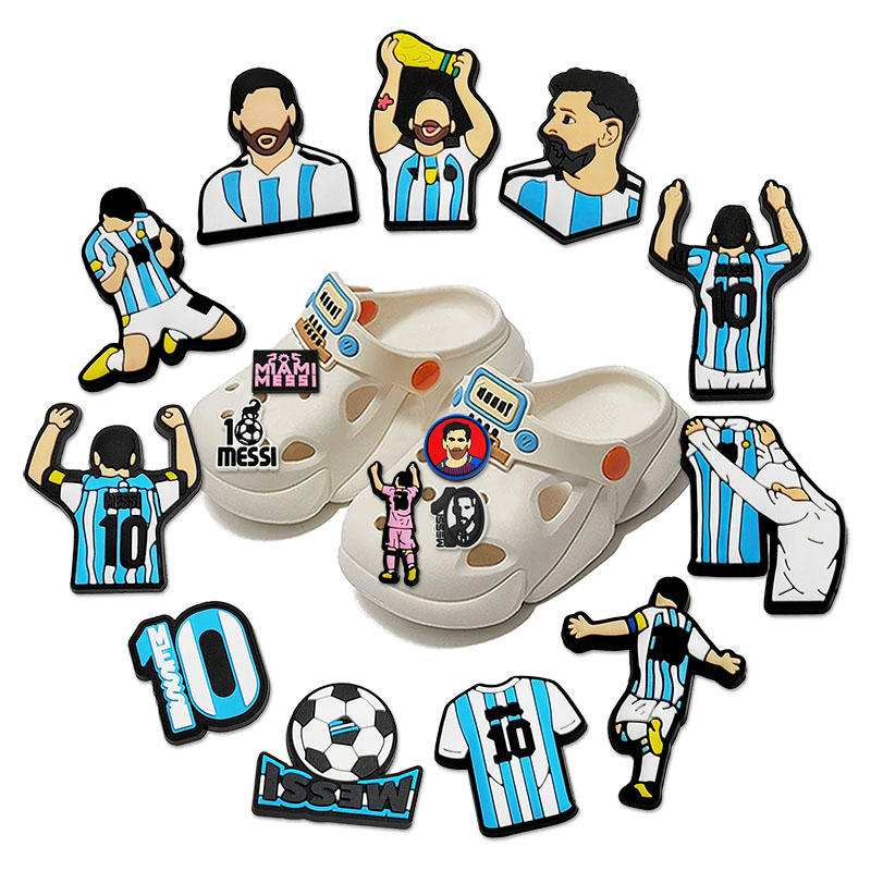 1-16pcs of Football Star Mesi Series Cartoon Shoe Charming Decorative Accessories, Children's Favorite Gifts