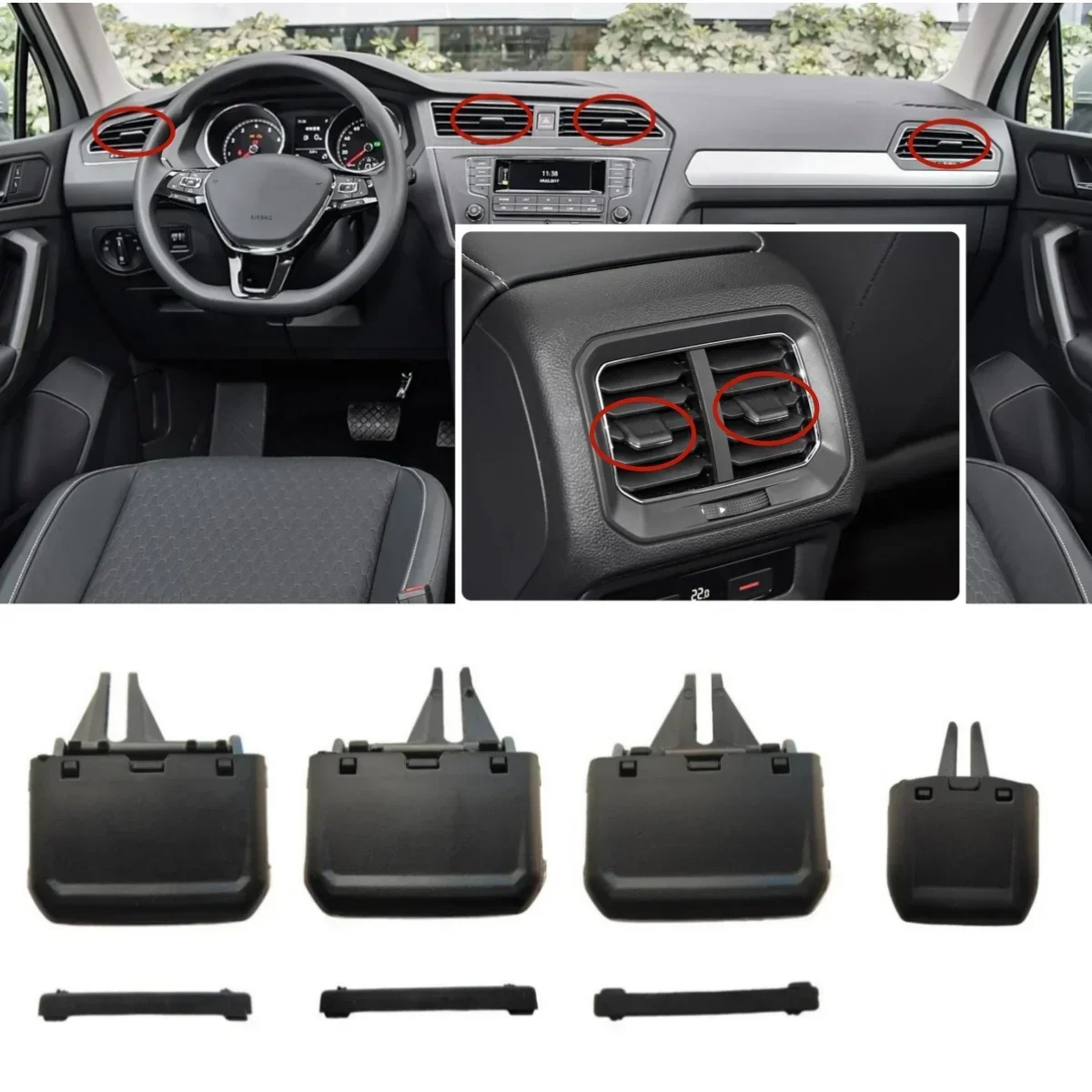 1/2/4/6PCS Voor Achter Dash AC Airconditioning Outlet Vent Grill Slide Passen Clip knop Voor VW Tiguan AD2 MK2 Rline 2018-2022