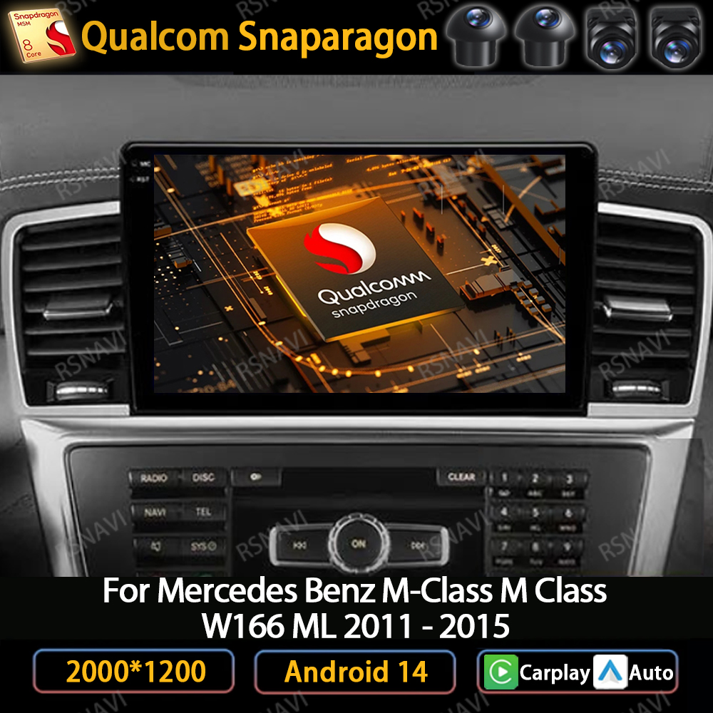 Radio samochodowe Android 14 do Mercedes Benz M-Class M Class W166 ML 2011-2015 Bezprzewodowy odtwarzacz multimedialny Auto Carplay Video GPS 4G