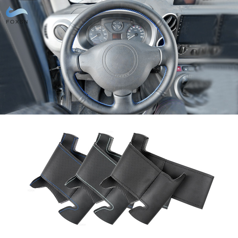 Para Peugeot 207 Expert Partner Citroen Berlingo Jumpy para Toyota Proace cubierta de volante de cuero de microfibra perforada embellecedora