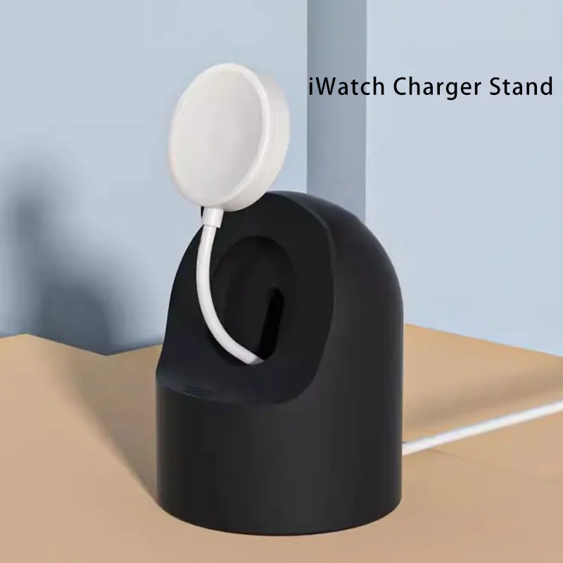 Support de chargeur pour Apple Watch série Ultra/8/SE2/7/6/SE/4/3 49mm/45mm/44mm/42mm/41mm/40mm/38mm, Mode table de nuit en Silicone Durable