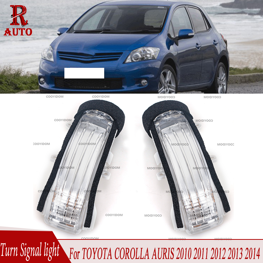 R-AUTO ด้านข้างกระจกไฟเลี้ยว LED ประตู Wing กระจกมองหลังตัวบ่งชี้สําหรับ TOYOTA COROLLA AURIS 2010 11 12 2013 2014