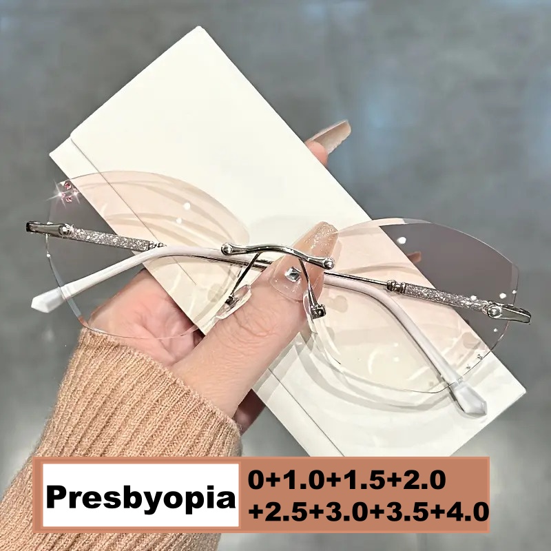 2025 modne okulary do czytania luksusowe diamentowe dalekie wzroki nadwzroczność dla mężczyzn kobiety bez oprawek niebieskie okulary blokujące światło 0 + 1.0 + 4.0