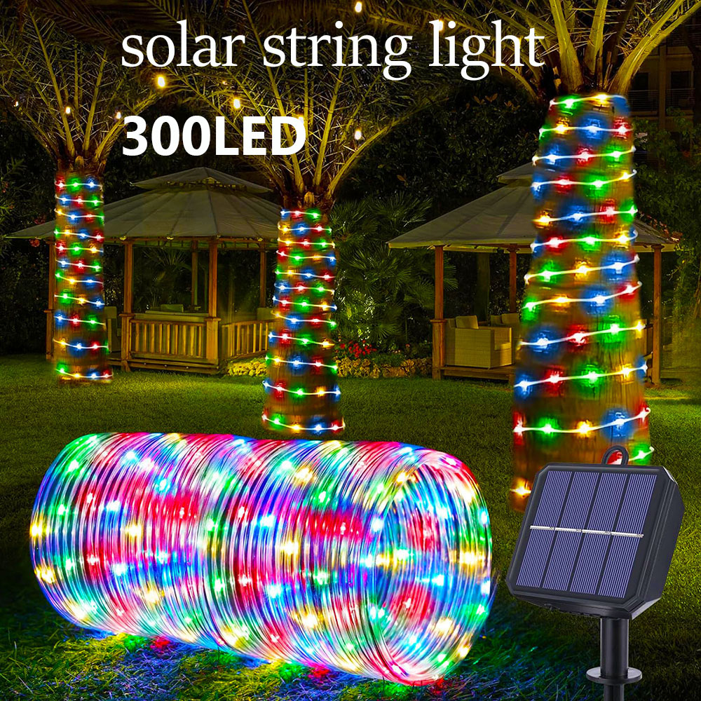 Guirxiété lumineuse LED solaire étanche, fil de cuivre scintillant, extérieur, arbre de Noël, fête de jardin, mariage, 8 modes, lumières dégradées