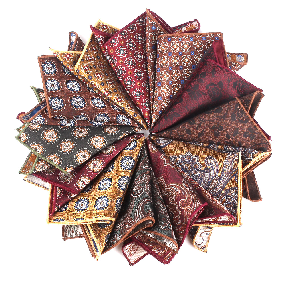 Tecido Pocket Square Hanky Hankies para Homens e Mulheres, Toalha Peito, Paisley, Terno De Casamento, Lenço, Presentes