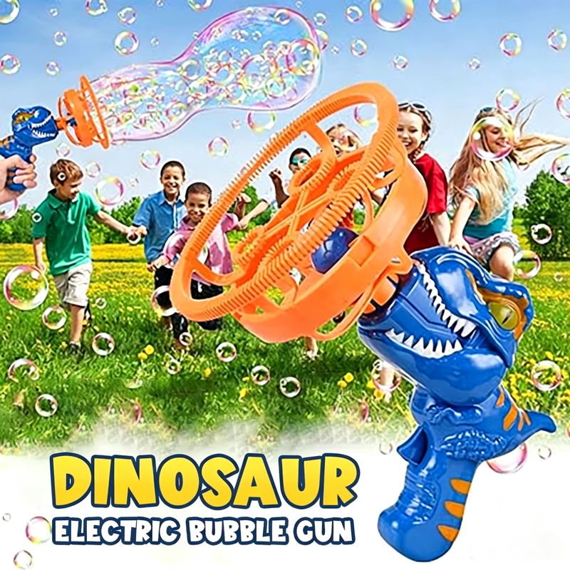 Pistol gelembung elektrik dinosaurus, mesin gelembung genggam otomatis Blowing Tuba sabun besar, mainan anak-anak Pesta Ulang Tahun luar ruangan pernikahan