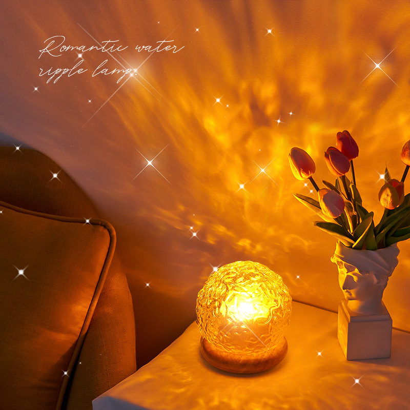 Neue Wasser Welligkeit Projektor Nachtlicht Kristall Stimmung Lampe Dekoration Hause Häuser Schlafzimmer Ästhetische Weihnachten Geschenk Sonnenuntergang Lichter