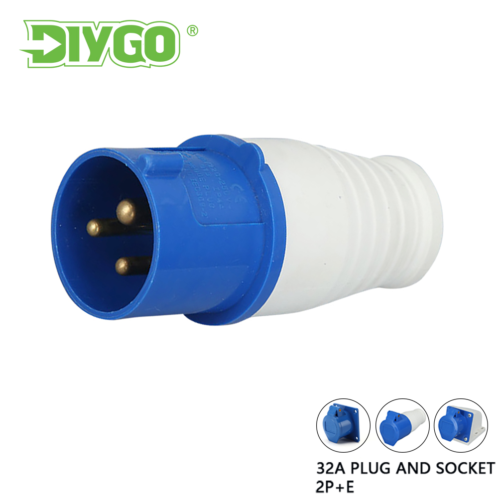 IP44 32A 3Pin 2P + E Conector à prova d'água Fio elétrico de alimentação Conexão de tomada industrial Masculino Feminino Equipamento elétrico
