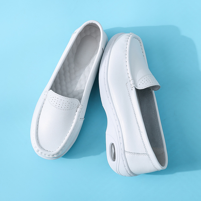 Air cushion flat shoes Flat-bottomed shoes for pregnant women and mothers Leather Korean women's shoes