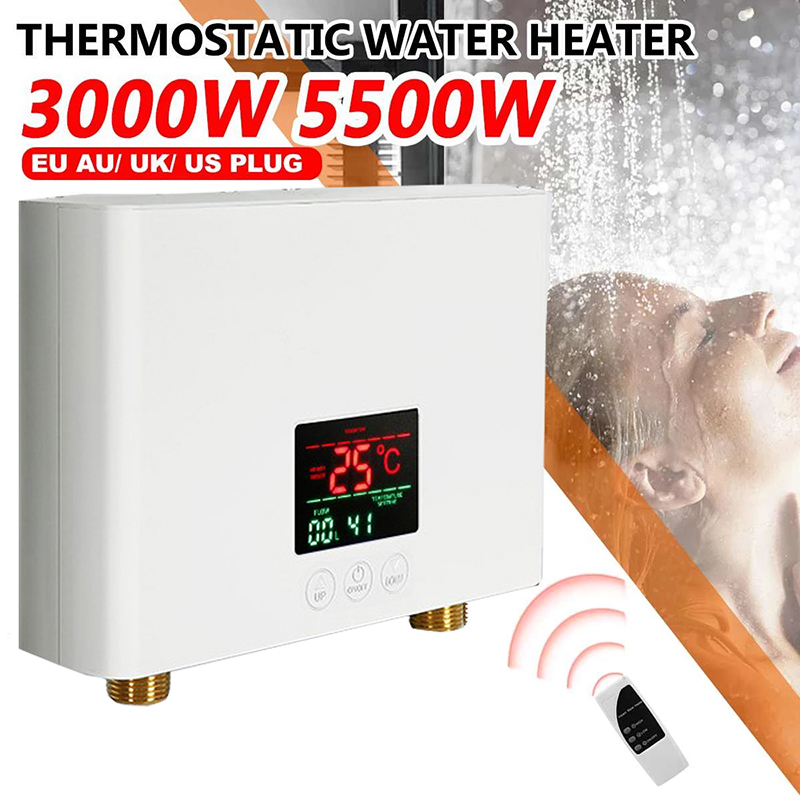 Aquecedor de água instantâneo 110v/220v, 3000w/5500w, aquecedores elétricos de parede para banheiro, chuveiro de água quente e aquecimento de cozinha doméstica