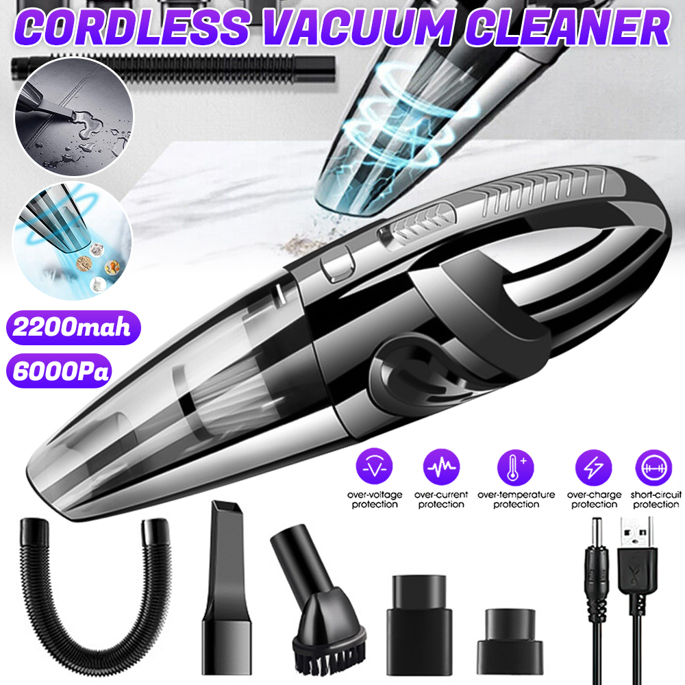 Aspirateur de voiture sans fil, chargement USB, support portable, déterminer à sec, forte aspiration, sans fil, 12000pa