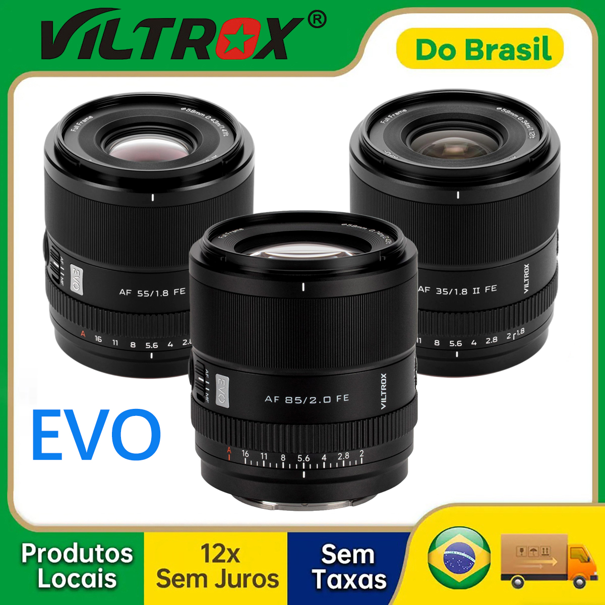 【Do Brasil】Viltrox 35mm 55mm F1.8 85mm F2.0 EVO Full Frame AF Portretlens voor Sony E-Mount ZV-E10 a7 a6600 ZV-E10 II FX3 A7IV