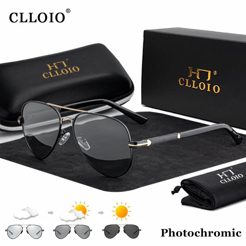 CLLOIO 2023 Kacamata Hitam Fotochromic Pilot Baru Kacamata Hitam Terpolarisasi Klasik Pria Wanita Bunglon Anti-silau Mengemudi Oculos De Sol