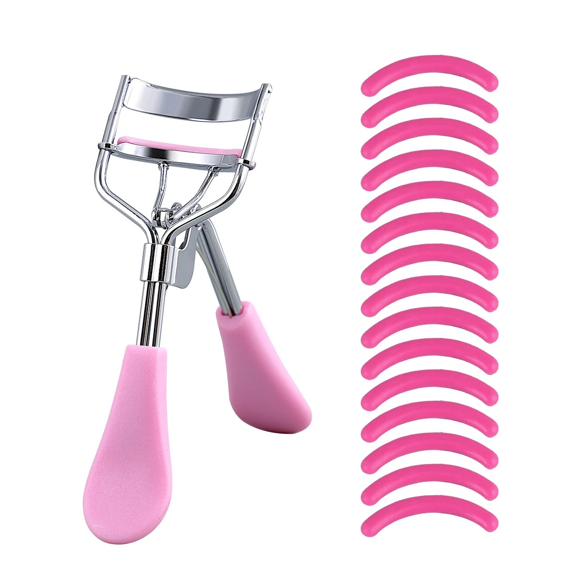 met 15 siliconen pads en roestvrijstalen wimperkruller Draagbare wimperkruller, gebruikt voor wimperverlenging en krultools