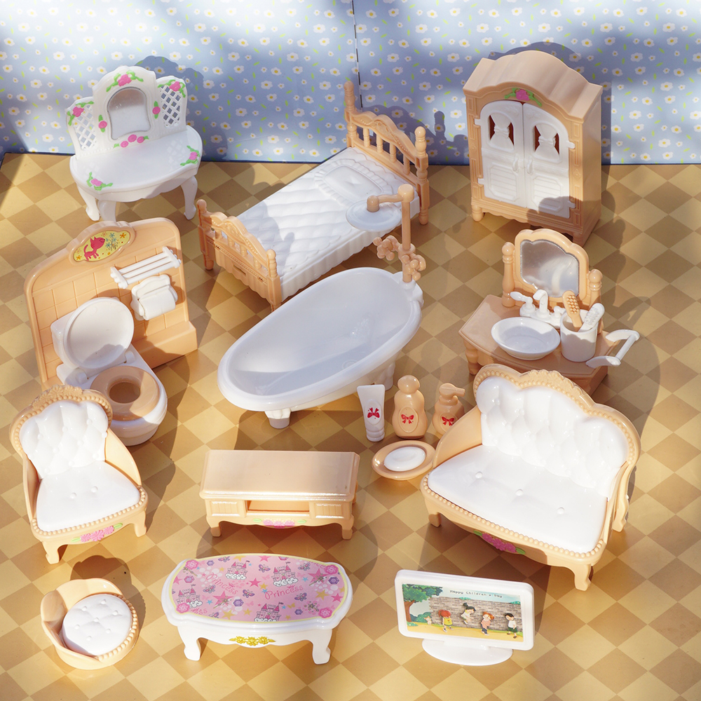 24 pçs estilo marrom miniatura casa de bonecas acessório de mobília crianças brinquedo bonito kawaii rosa cozinha cozinhar coisas para presentes da menina
