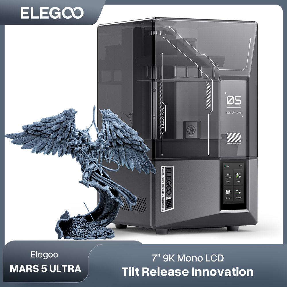 ELEGOO Mars 5 Ultra 9K MSLA Żywiczna drukarka 3D z automatycznym poziomowaniem i inteligentną kamerą AI, szybki rozmiar drukowania 153,36 × 77,76 × 165 mm