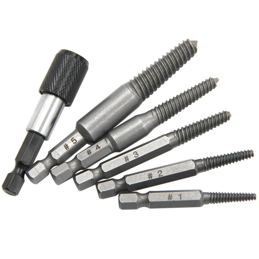 5pc alça hexagonal cabeça quebrada extrator de parafuso 60mm preto liberação rápida elétrica hexagonal conjunto de ferramentas de remoção de rosca quebrada