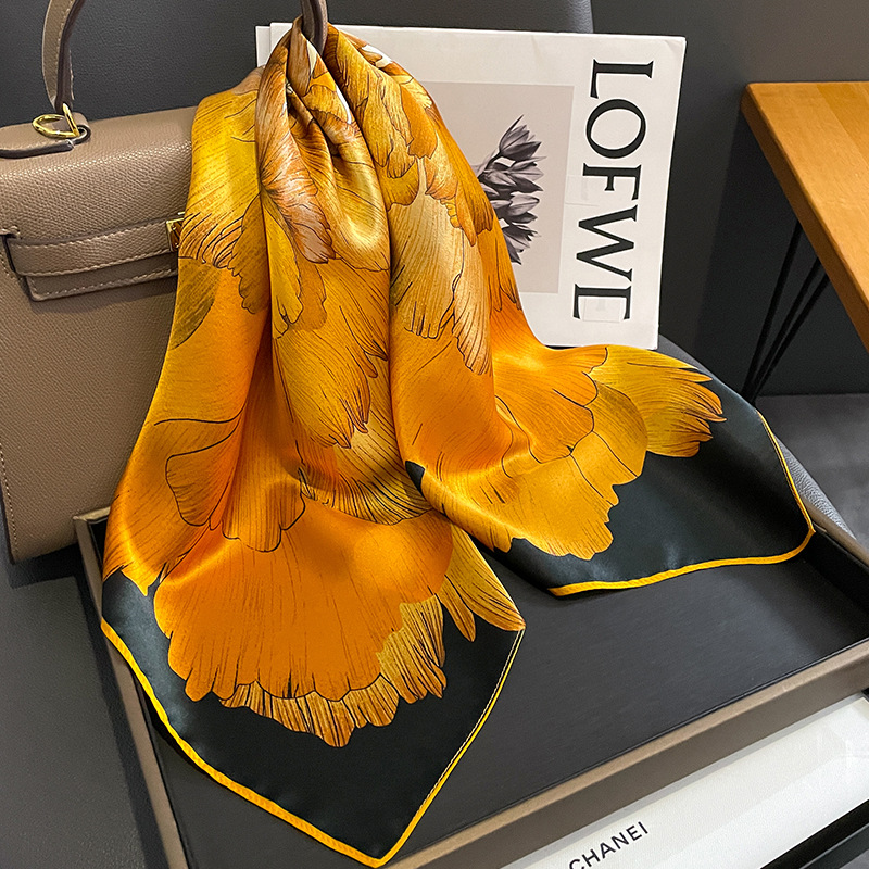 Lenços de moda para mulheres xale impressão cetim de seda hijab cachecol feminino bandana 70*70cm marca de luxo xales quadrados cachecóis para senhoras