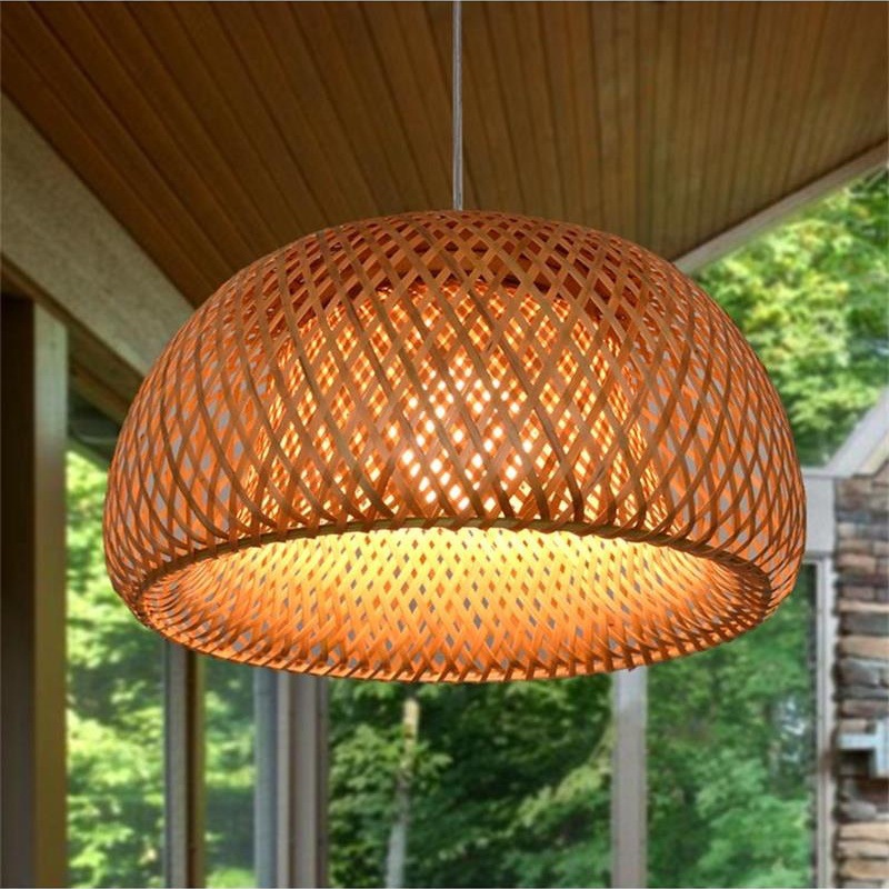 Lampes suspendues en bambou, 2025 bambou, tissage à la main, style chinois, 26cm, restaurant, décoration d'intérieur, luminaires, salle de bain, T
