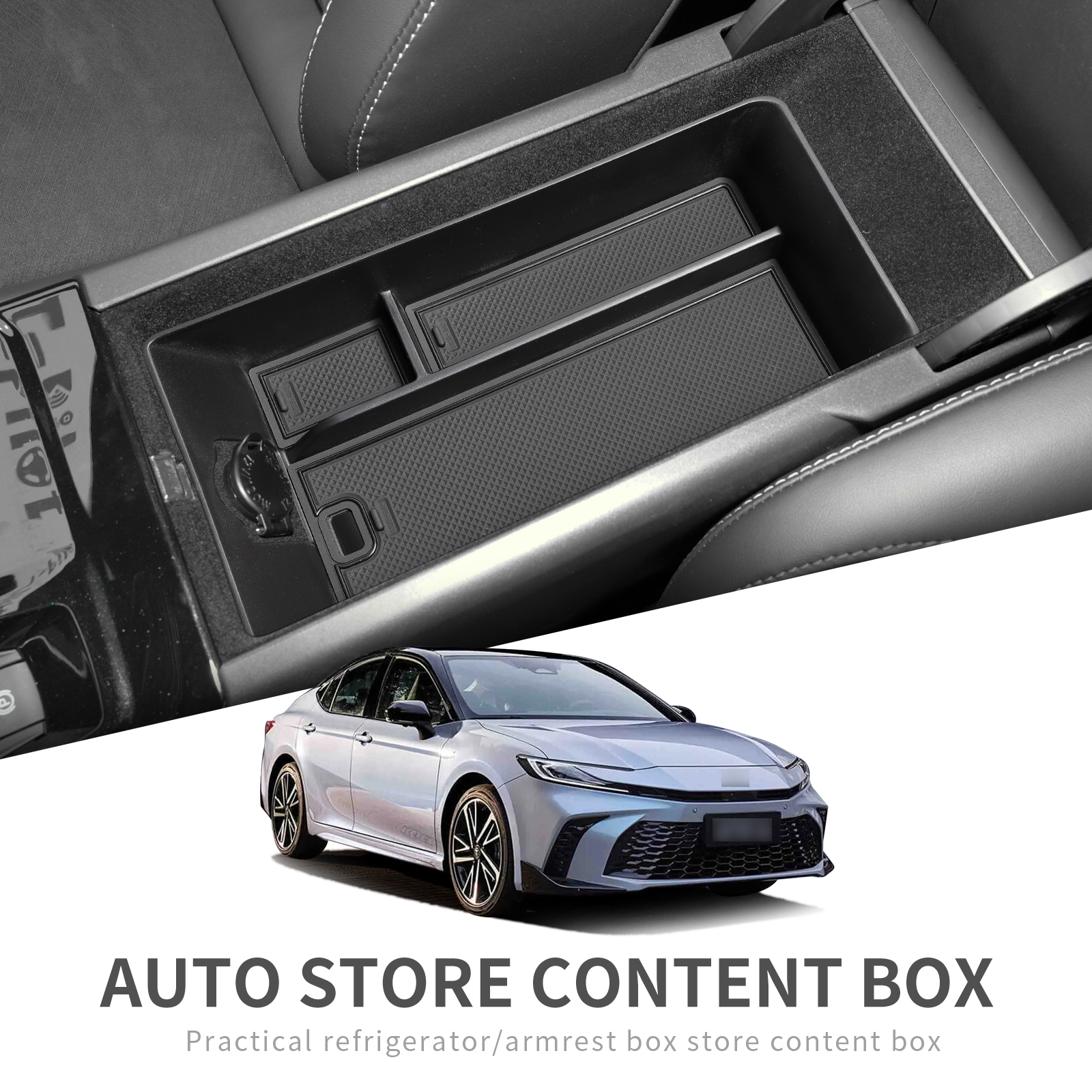 LUCKEASY для Toyota Camry 2025: Органайзер-лоток для центральной консоли, ящик для хранения, аксессуары для порядка в салоне, черный