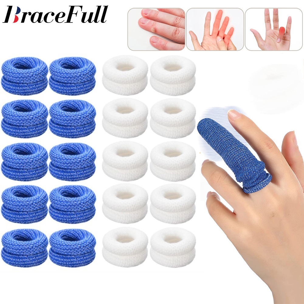 Rollo de vendaje Tubular para dedos, mangas para dedos del pie, Protector de pulgar, protección para yemas de los dedos, cojín, absorbe la humedad, 10 Uds.