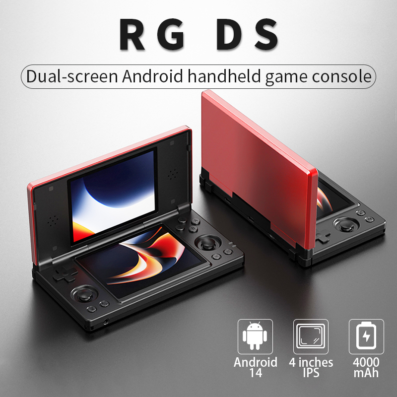 Портативная игровая консоль Anbernic RG DS, 4 дюйма, IPS, двойной экран, Android, 4000 мАч, флип-плеер для видеоигр, поддержка потоковой передачи RixelHK Wi-Fi