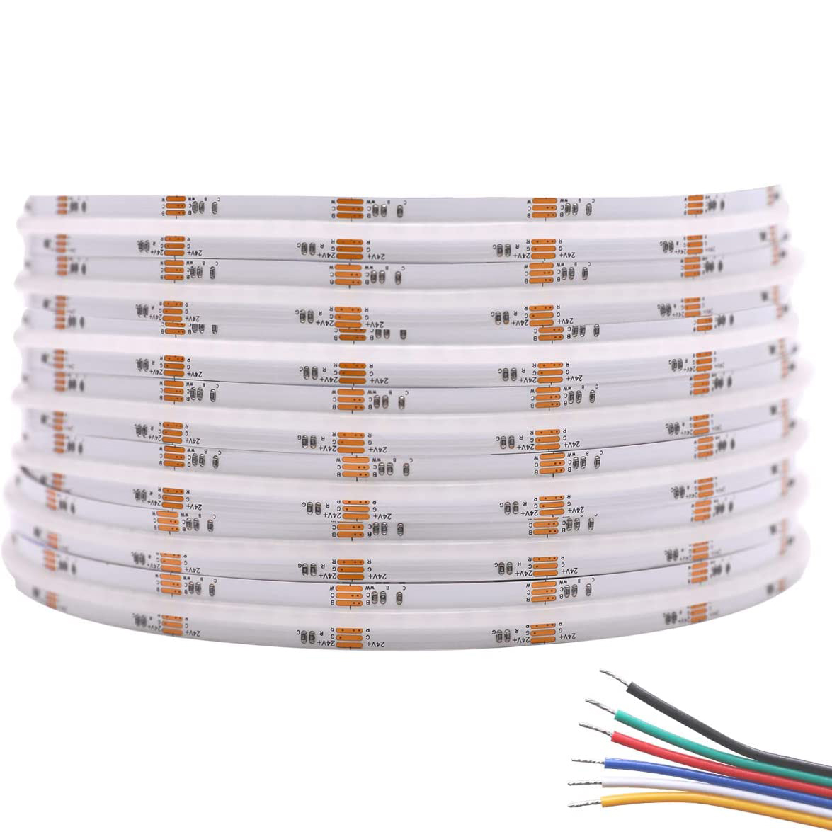 CCT RGB RGBW RGBCCT COB tira de luz LED de alta densidad Flex FCOB cinta de luz LED regulable FOB cinta lineal DC12V 24V 5M/rollo